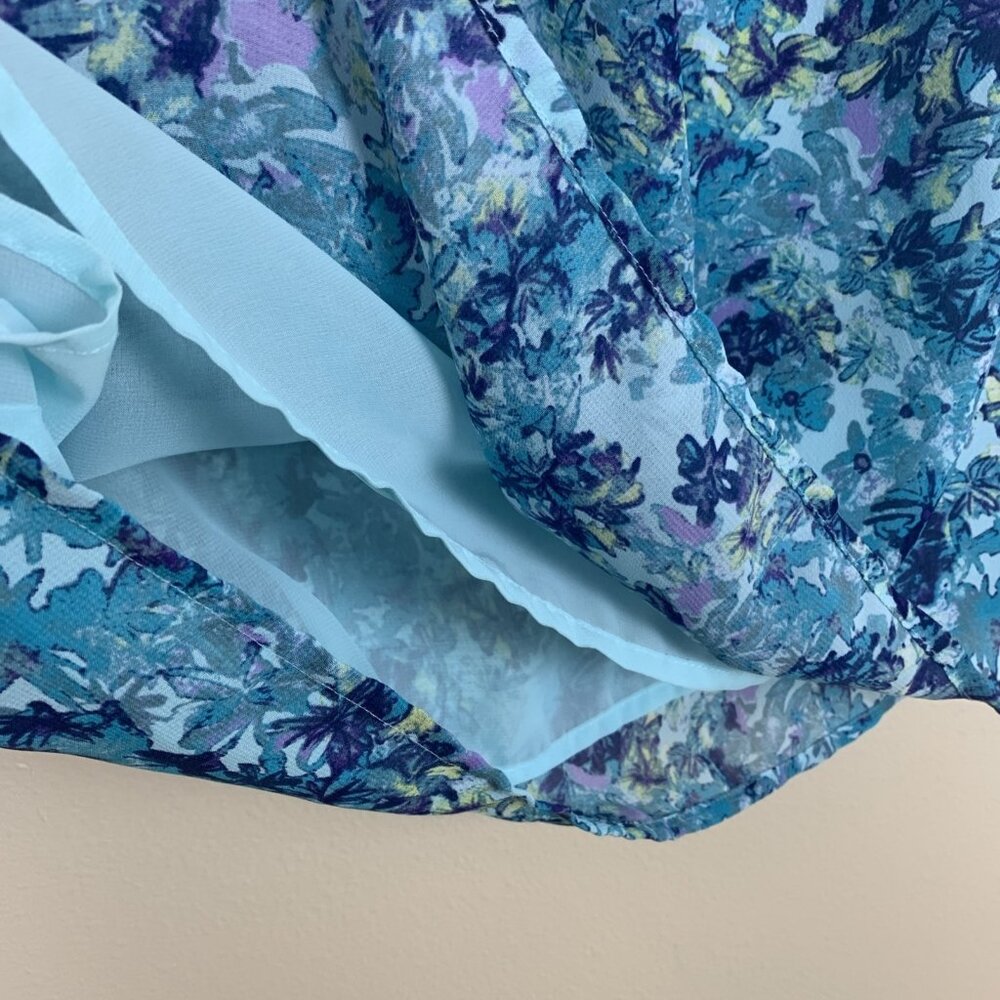 Coldwater Creek Womens L 14 Sleeveless Blouse Floral Blue Work Office Career - Picture 5 of 12